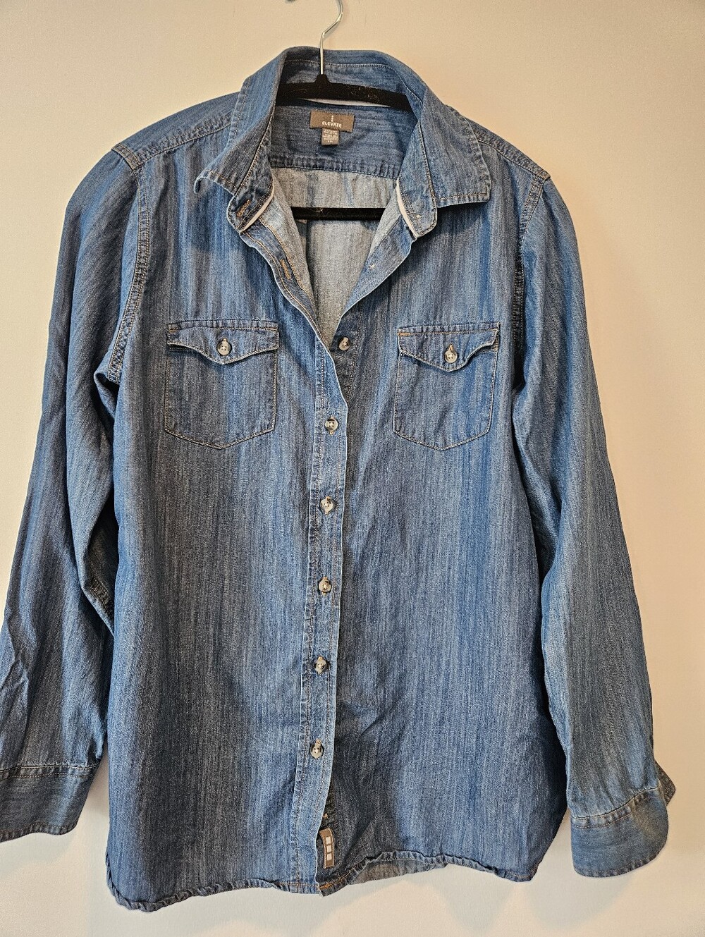 Denim Womens Button Up Shirt Elevate Large